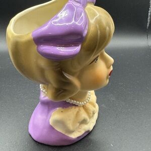 Vtg lady head purple vase